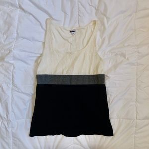 EXPRESS - Women's Black, White and Gray Tank Top with Lace Pattern